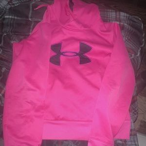 Pink under armour hoodie . Size medium .